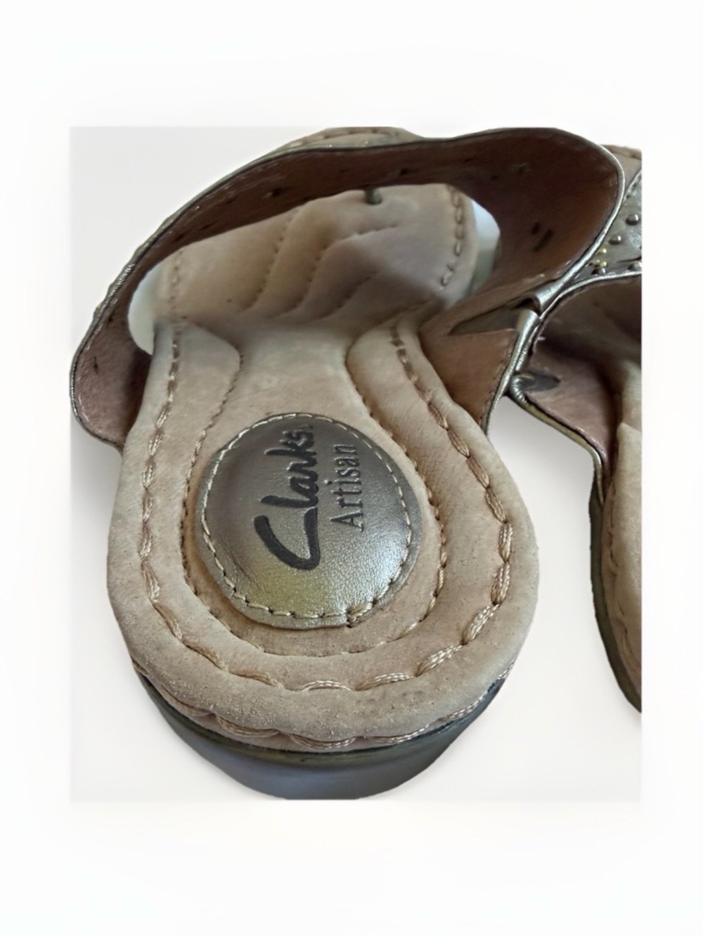 Clarks Artisan Embellished Leather Wedge Comfort Sandals Boho Summer Festival 8M - Picture 7 of 11